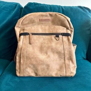 Petunia Pickle Bottom Diaper Bag and changing table cover in color Brioche